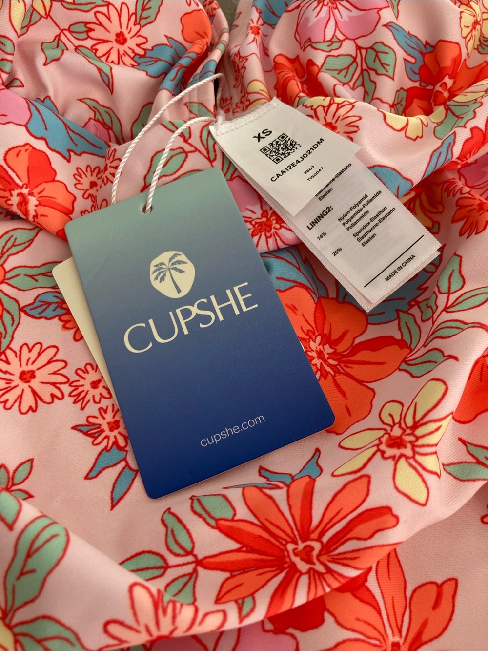 Cupsh: Pink Floral V-Neck One-Piece Swimsuit - Picture 11 of 13